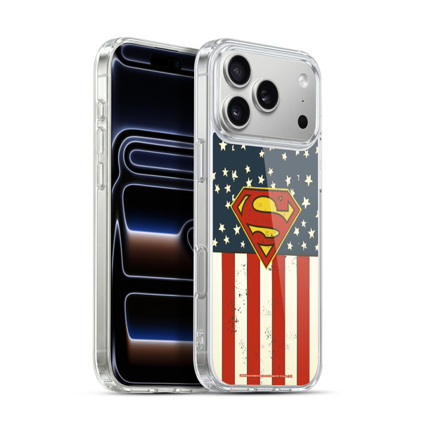 Superman DC Comics Logos U.S. Flag Soft Gel Case for Apple iPhone 17 Pro Max