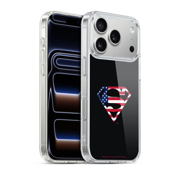 Superman DC Comics Logos U.S. Flag 2 Soft Gel Case for Apple iPhone 17 Pro