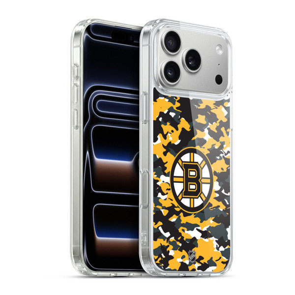 NHL Boston Bruins Camouflage Soft Gel Case for Apple iPhone 17 Pro Max