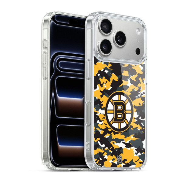 NHL Boston Bruins Camouflage Soft Gel Case for Apple iPhone 17 Pro