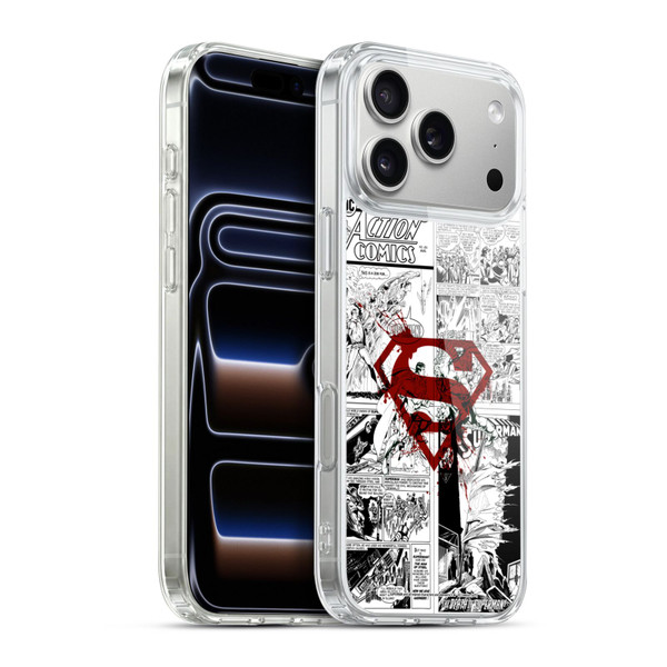 Superman DC Comics Comicbook Art Red Logo Splatter Soft Gel Case for Apple iPhone 17 Pro Max