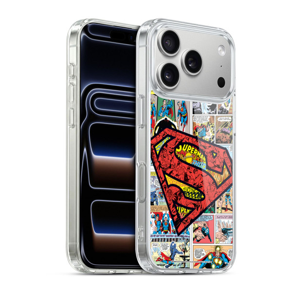 Superman DC Comics Comicbook Art Oversized Logo Soft Gel Case for Apple iPhone 17 Pro