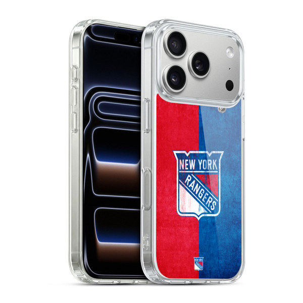 NHL New York Rangers Half Distressed Soft Gel Case for Apple iPhone 17 Pro