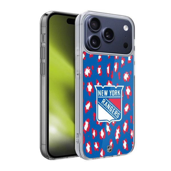 NHL New York Rangers Leopard Pattern Soft Gel Case for Apple iPhone 17 Pro