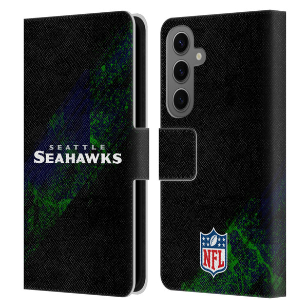 NFL Seattle Seahawks Logo Blur Leather Book Wallet Case Cover For Samsung Galaxy S25