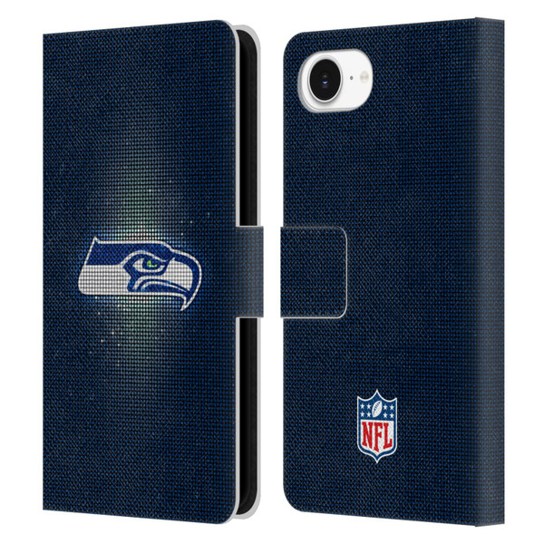 NFL Seattle Seahawks Artwork LED Leather Book Wallet Case Cover For Apple iPhone 16e / Apple iPhone 17e