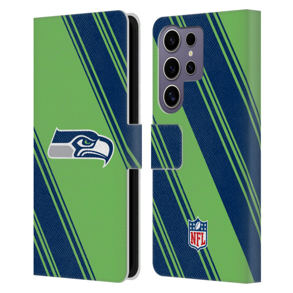 NFL Seattle Seahawks Artwork Stripes Leather Book Wallet Case Cover For Samsung Galaxy S25 Ultra