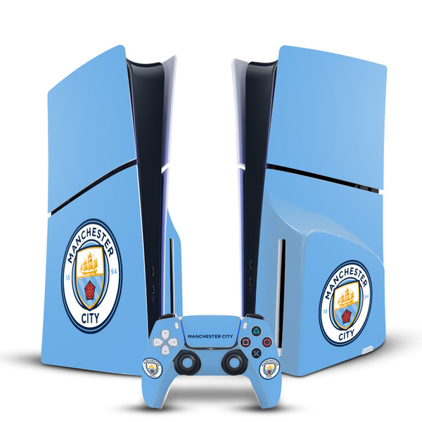 Manchester City Man City FC Badge Blue Full Colour Vinyl Sticker Skin Decal Cover for Sony PS5 Slim Disc Edition Bundle