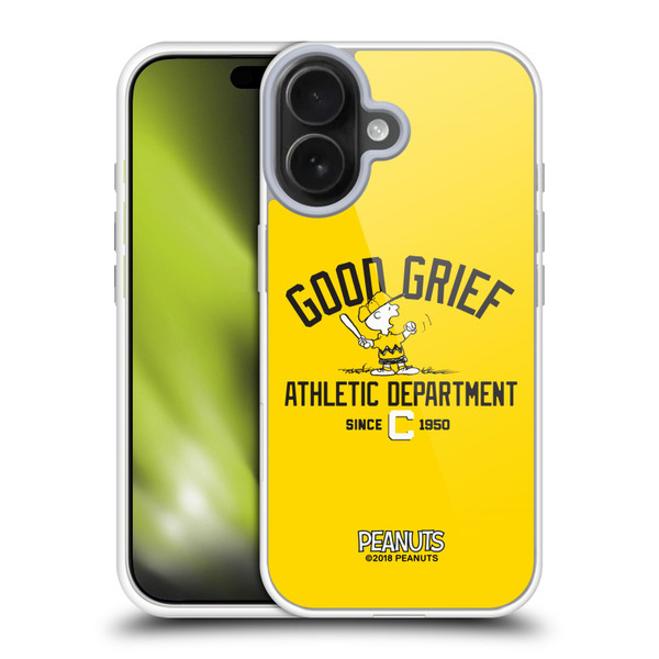 Peanuts Varsity Sports Charlie Brown Good Grief Soft Gel Case for Apple iPhone 17