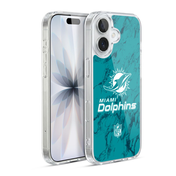 NFL Miami Dolphins Graphics Coloured Marble Soft Gel Case for Apple iPhone 17