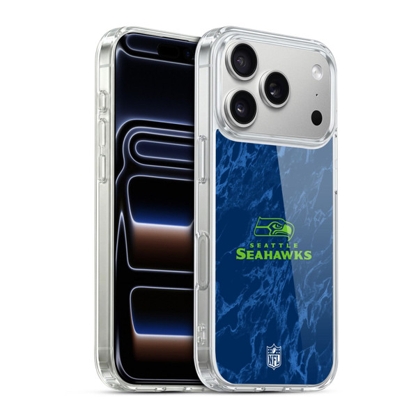 NFL Seattle Seahawks Graphics Coloured Marble Soft Gel Case for Apple iPhone 17 Pro