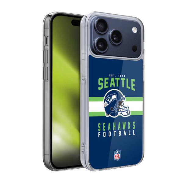 NFL Seattle Seahawks Graphics Helmet Typography Soft Gel Case for Apple iPhone 17 Pro