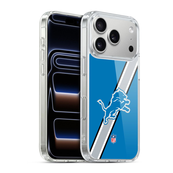 NFL Detroit Lions Logo Stripes Soft Gel Case for Apple iPhone 17 Pro