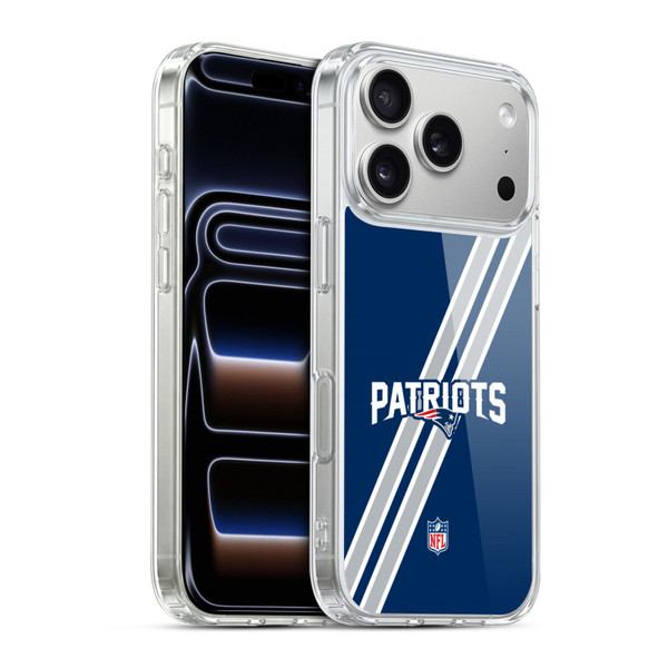 NFL New England Patriots Logo Stripes Soft Gel Case for Apple iPhone 17 Pro