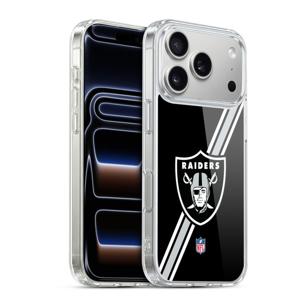 NFL Las Vegas Raiders Logo Stripes Soft Gel Case for Apple iPhone 17 Pro