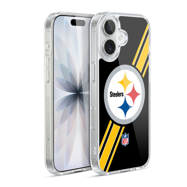 NFL Pittsburgh Steelers Logo Stripes Soft Gel Case for Apple iPhone 17