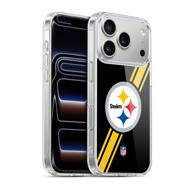 NFL Pittsburgh Steelers Logo Stripes Soft Gel Case for Apple iPhone 17 Pro