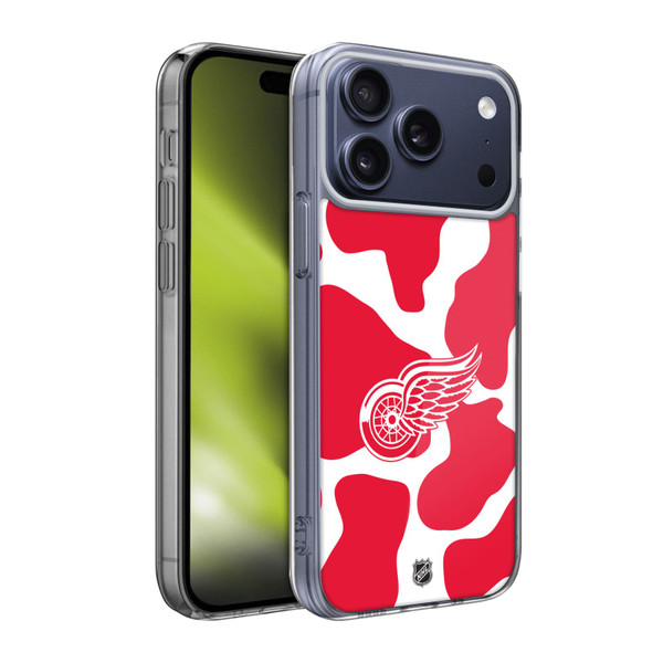 NHL Detroit Red Wings Cow Pattern Soft Gel Case for Apple iPhone 17 Pro Max