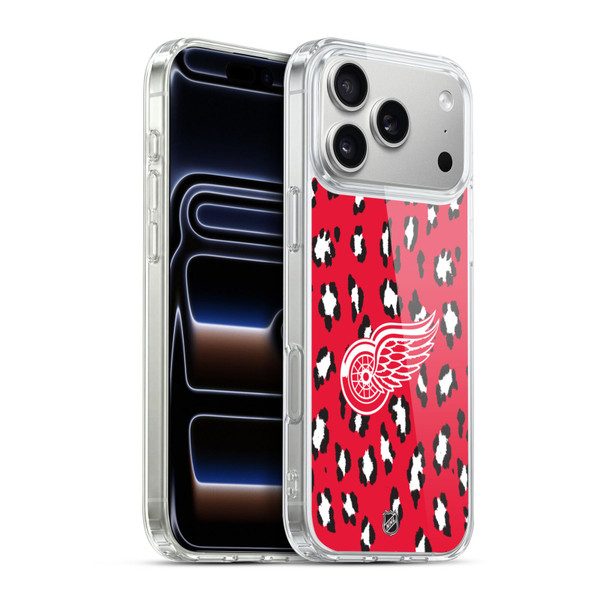 NHL Detroit Red Wings Leopard Pattern Soft Gel Case for Apple iPhone 17 Pro Max