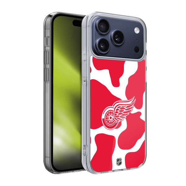 NHL Detroit Red Wings Cow Pattern Soft Gel Case for Apple iPhone 17 Pro
