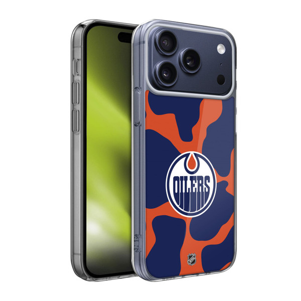 NHL Edmonton Oilers Cow Pattern Soft Gel Case for Apple iPhone 17 Pro Max