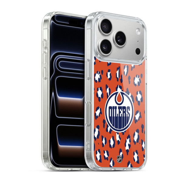 NHL Edmonton Oilers Leopard Pattern Soft Gel Case for Apple iPhone 17 Pro