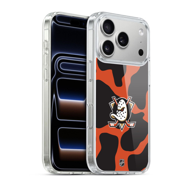 NHL Anaheim Ducks Cow Pattern Soft Gel Case for Apple iPhone 17 Pro