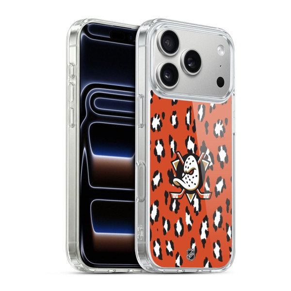 NHL Anaheim Ducks Leopard Pattern Soft Gel Case for Apple iPhone 17 Pro