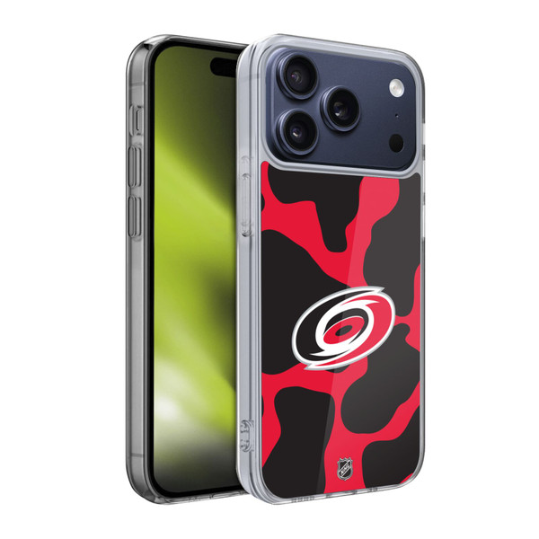 NHL Carolina Hurricanes Cow Pattern Soft Gel Case for Apple iPhone 17 Pro