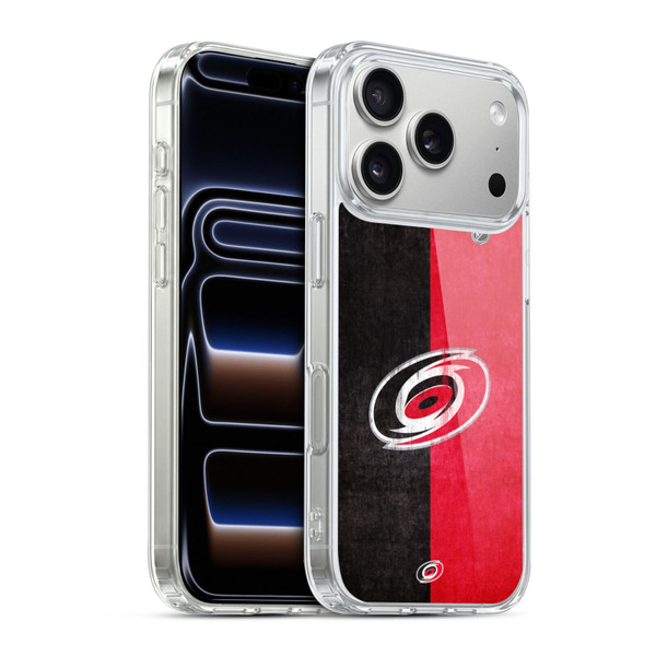 NHL Carolina Hurricanes Half Distressed Soft Gel Case for Apple iPhone 17 Pro