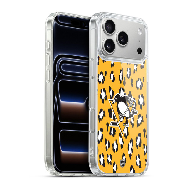 NHL Pittsburgh Penguins Leopard Pattern Soft Gel Case for Apple iPhone 17 Pro Max