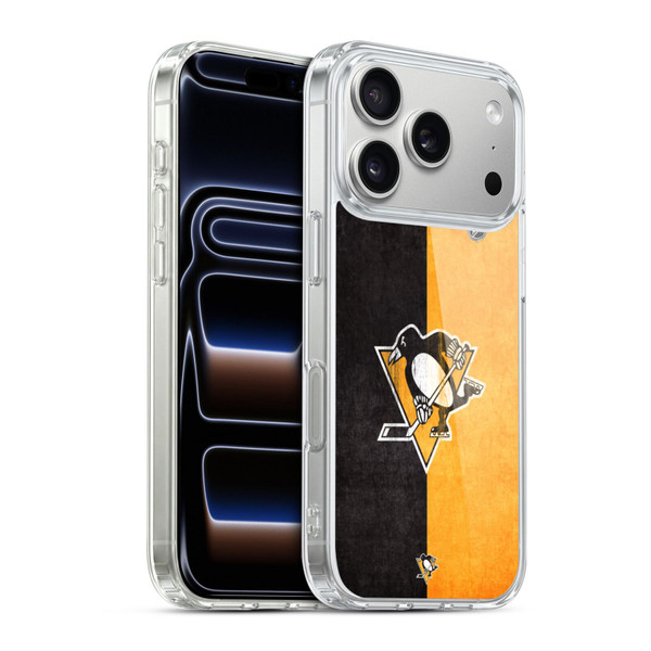 NHL Pittsburgh Penguins Half Distressed Soft Gel Case for Apple iPhone 17 Pro