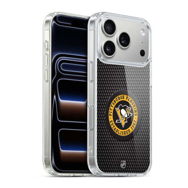 NHL Pittsburgh Penguins Puck Texture Soft Gel Case for Apple iPhone 17 Pro