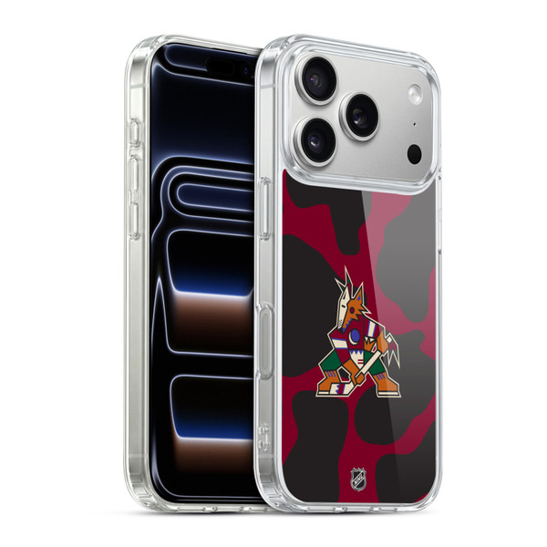 NHL Arizona Coyotes Cow Pattern Soft Gel Case for Apple iPhone 17 Pro
