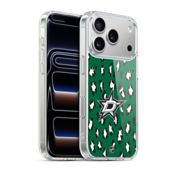 NHL Dallas Stars Leopard Pattern Soft Gel Case for Apple iPhone 17 Pro