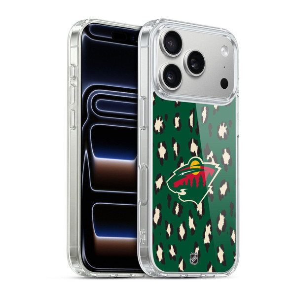 NHL Minnesota Wild Leopard Pattern Soft Gel Case for Apple iPhone 17 Pro