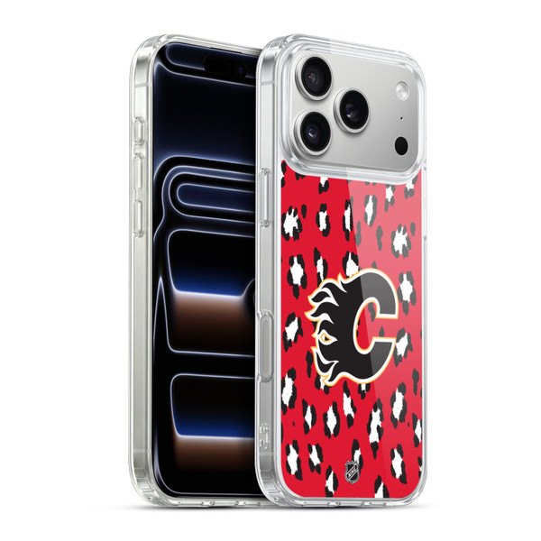 NHL Calgary Flames Leopard Pattern Soft Gel Case for Apple iPhone 17 Pro Max