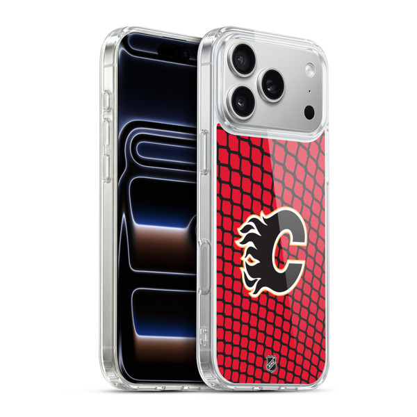 NHL Calgary Flames Net Pattern Soft Gel Case for Apple iPhone 17 Pro Max