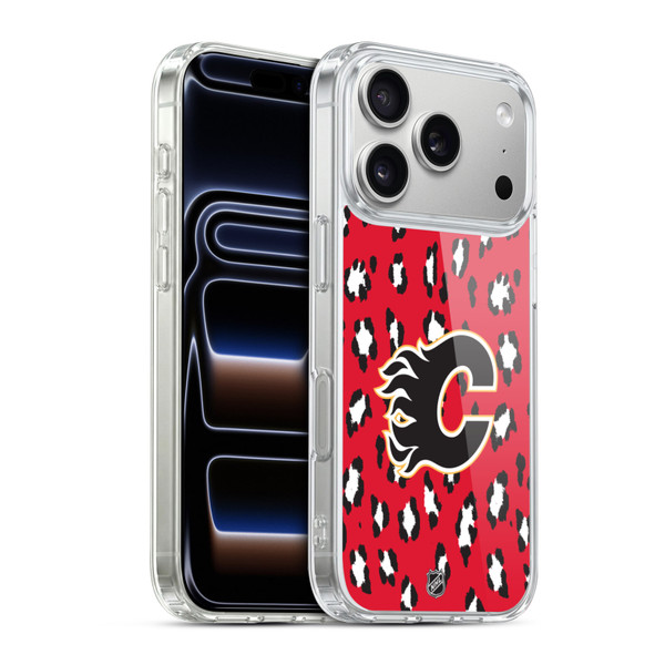 NHL Calgary Flames Leopard Pattern Soft Gel Case for Apple iPhone 17 Pro