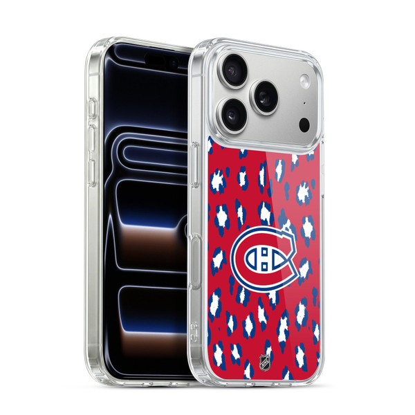NHL Montreal Canadiens Leopard Pattern Soft Gel Case for Apple iPhone 17 Pro