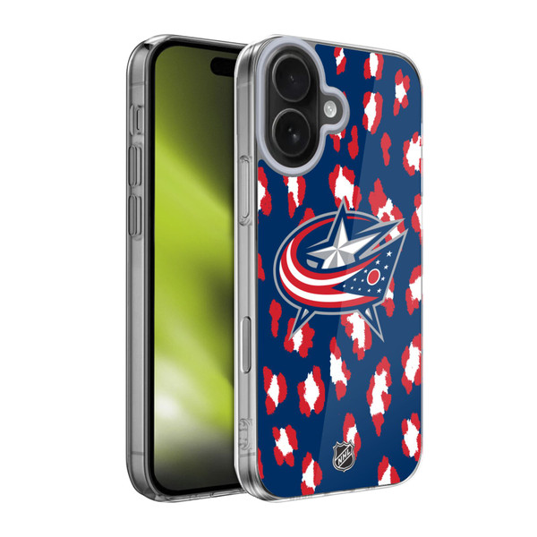 NHL Columbus Blue Jackets Leopard Pattern Soft Gel Case for Apple iPhone 17