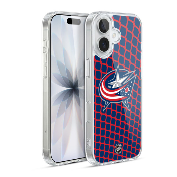 NHL Columbus Blue Jackets Net Pattern Soft Gel Case for Apple iPhone 17