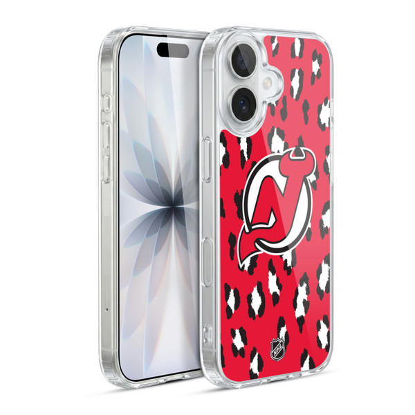 NHL New Jersey Devils Leopard Pattern Soft Gel Case for Apple iPhone 17