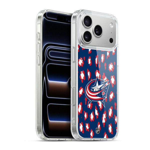 NHL Columbus Blue Jackets Leopard Pattern Soft Gel Case for Apple iPhone 17 Pro Max