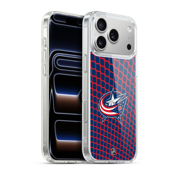 NHL Columbus Blue Jackets Net Pattern Soft Gel Case for Apple iPhone 17 Pro Max