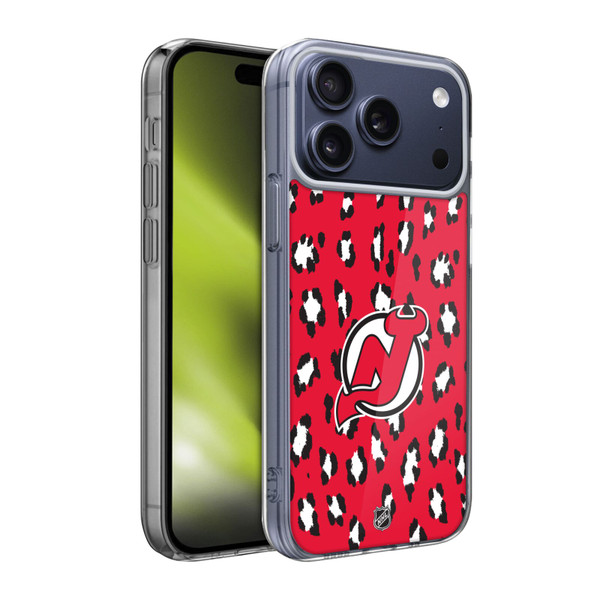 NHL New Jersey Devils Leopard Pattern Soft Gel Case for Apple iPhone 17 Pro Max
