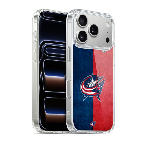 NHL Columbus Blue Jackets Half Distressed Soft Gel Case for Apple iPhone 17 Pro