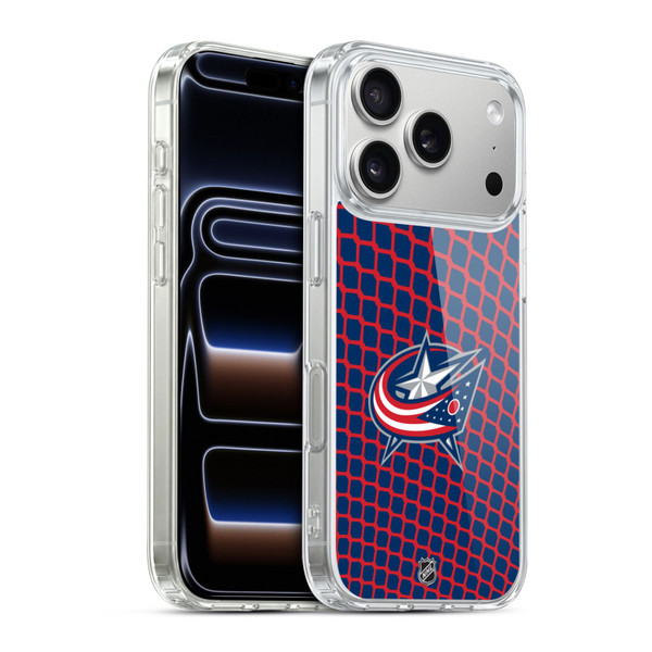 NHL Columbus Blue Jackets Net Pattern Soft Gel Case for Apple iPhone 17 Pro