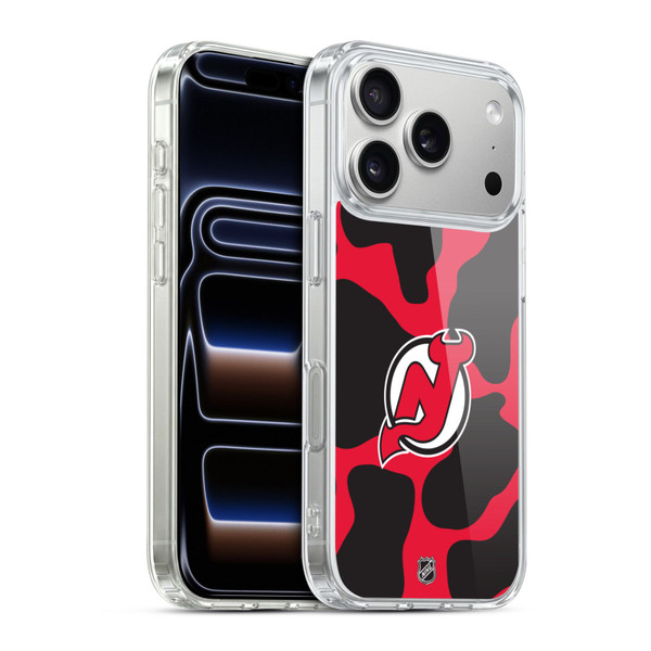 NHL New Jersey Devils Cow Pattern Soft Gel Case for Apple iPhone 17 Pro