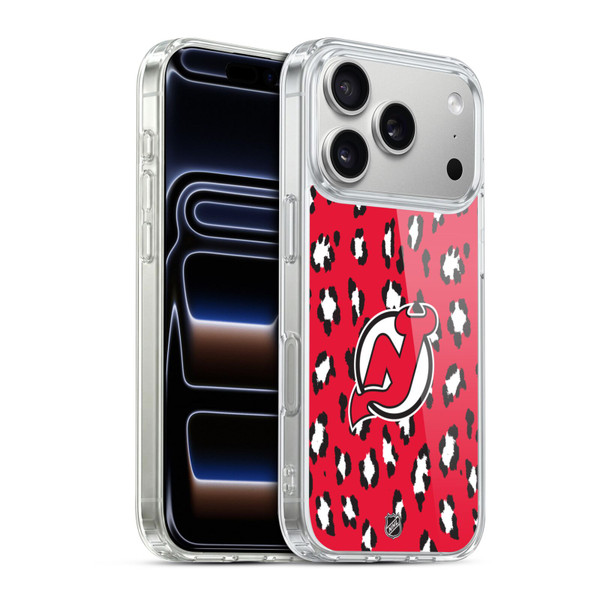 NHL New Jersey Devils Leopard Pattern Soft Gel Case for Apple iPhone 17 Pro